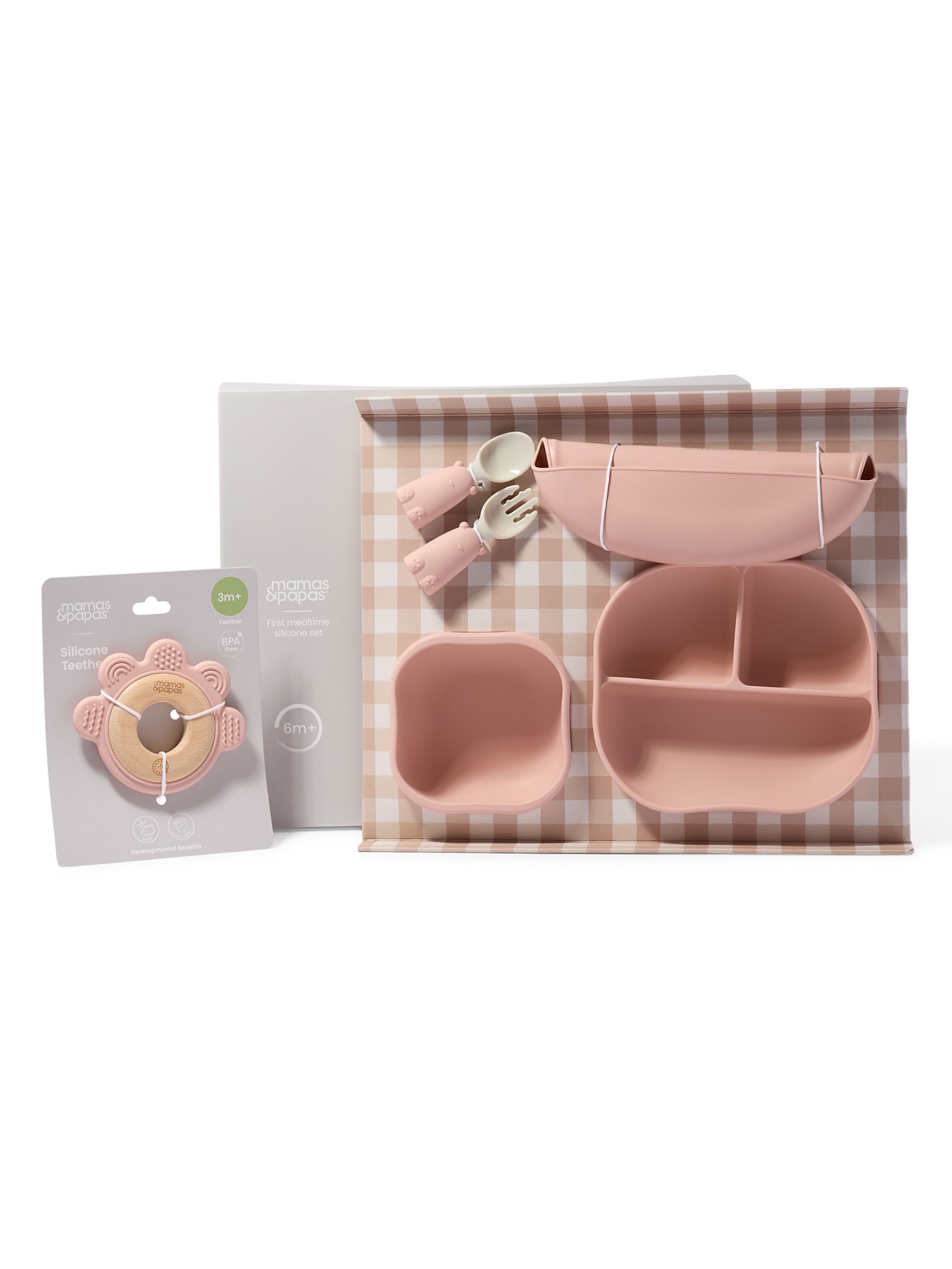 Weaning Set - Melba Silicone Meal Kit with Pink Flower Teether image number 1